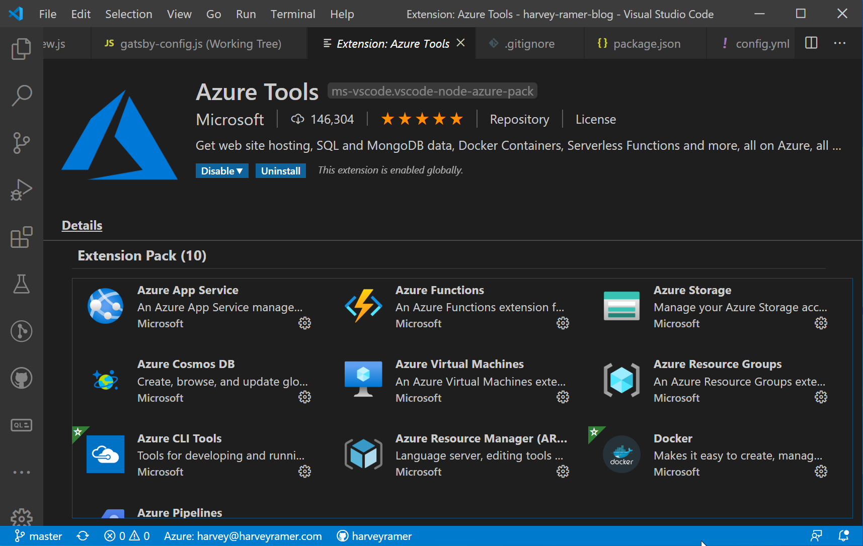 Azure App Service Extension Installed